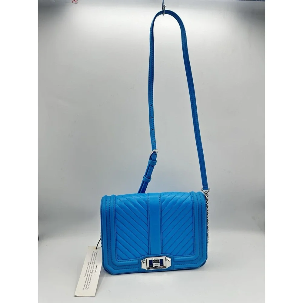 Rebecca Minkoff Chevron Quilted Small Love Crossbody Bag Marina NWT